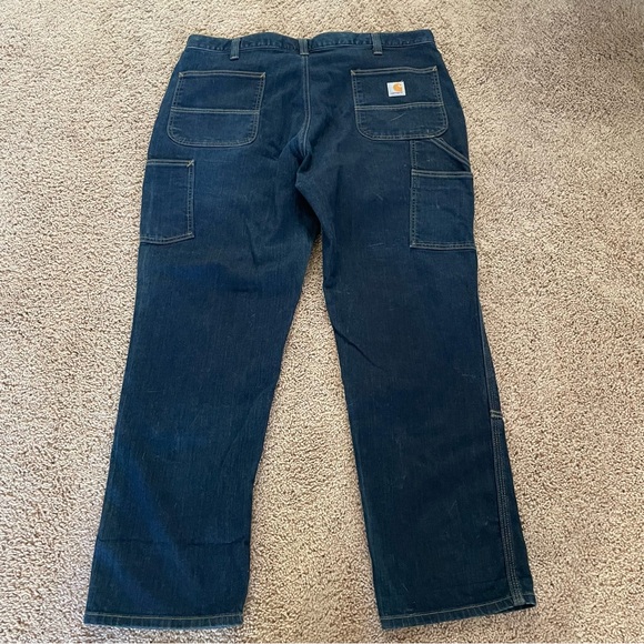 Carhartt Relaxed Fit Double Knee Rugged Flex Jeans Dark Wash Size 40 x 30 - Picture 6 of 12